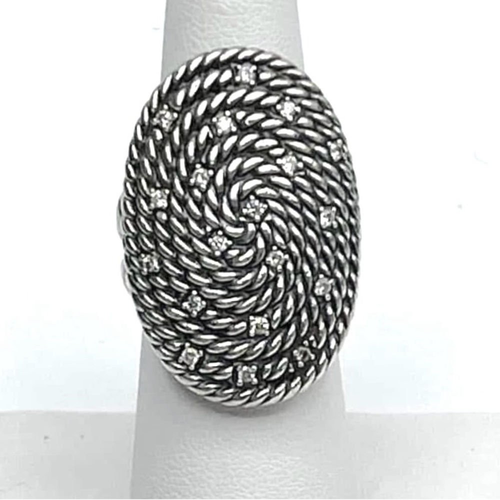 David Yurman Large Cable Coil Ring With Diamonds